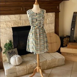 Sine sz 4 party dress 100% silk retro style print